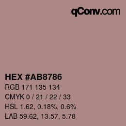 Color code: HEX #AB8786 | qconv.com