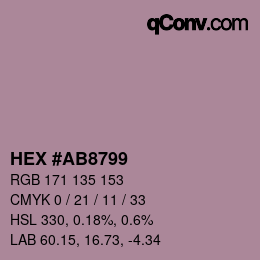 颜色代码: HEX #AB8799 | qconv.com