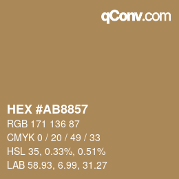 Code couleur: HEX #AB8857 | qconv.com