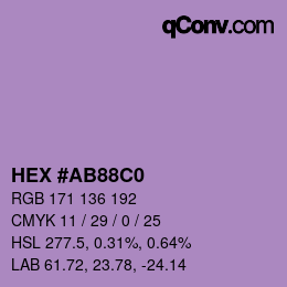 カラーコード: HEX #AB88C0 | qconv.com