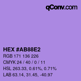 カラーコード: HEX #AB88E2 | qconv.com