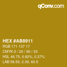 カラーコード: HEX #AB8911 | qconv.com