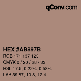 Color code: HEX #AB897B | qconv.com