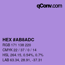 Color code: HEX #AB8ADC | qconv.com