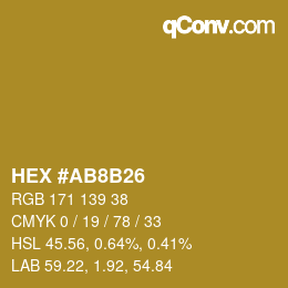 カラーコード: HEX #AB8B26 | qconv.com