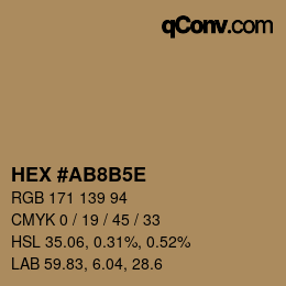 颜色代码: HEX #AB8B5E | qconv.com