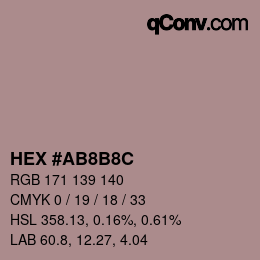 Color code: HEX #AB8B8C | qconv.com