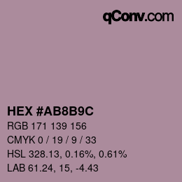 Color code: HEX #AB8B9C | qconv.com