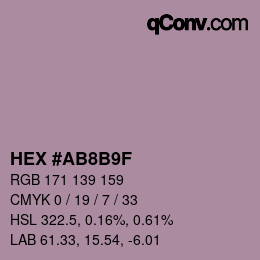 Color code: HEX #AB8B9F | qconv.com