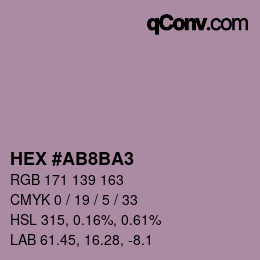 Color code: HEX #AB8BA3 | qconv.com