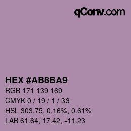 颜色代码: HEX #AB8BA9 | qconv.com