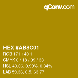 カラーコード: HEX #AB8C01 | qconv.com