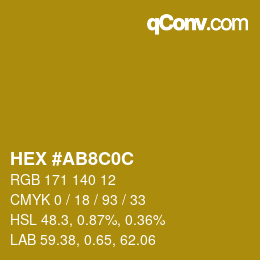 Color code: HEX #AB8C0C | qconv.com