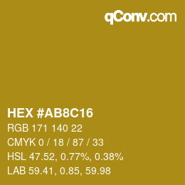 カラーコード: HEX #AB8C16 | qconv.com