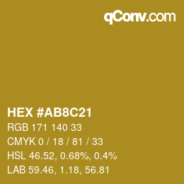 Color code: HEX #AB8C21 | qconv.com