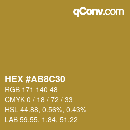 Color code: HEX #AB8C30 | qconv.com