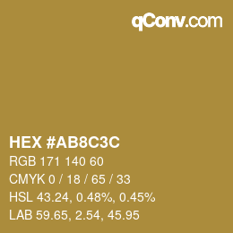 Color code: HEX #AB8C3C | qconv.com