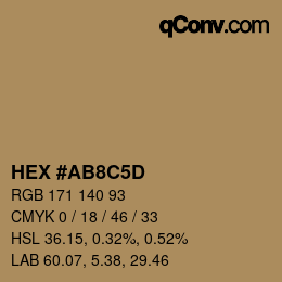 Color code: HEX #AB8C5D | qconv.com