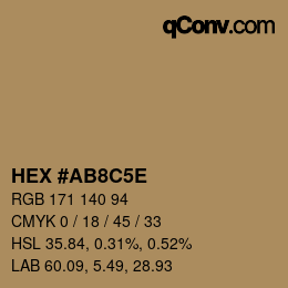 颜色代码: HEX #AB8C5E | qconv.com