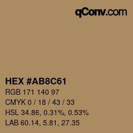 Color code: HEX #AB8C61 | qconv.com