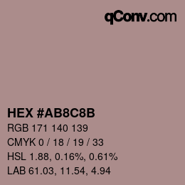 Color code: HEX #AB8C8B | qconv.com