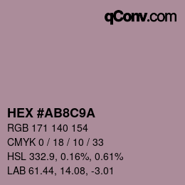 Color code: HEX #AB8C9A | qconv.com