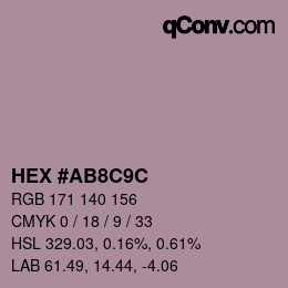 Color code: HEX #AB8C9C | qconv.com
