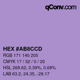 Color code: HEX #AB8CCD | qconv.com