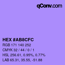 Color code: HEX #AB8CFC | qconv.com