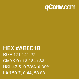 カラーコード: HEX #AB8D1B | qconv.com