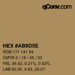 Código de color: HEX #AB8D5E | qconv.com