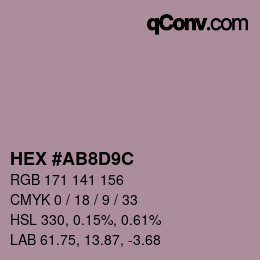 カラーコード: HEX #AB8D9C | qconv.com
