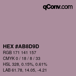 Color code: HEX #AB8D9D | qconv.com