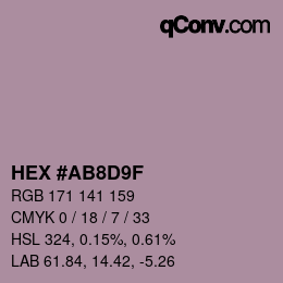 カラーコード: HEX #AB8D9F | qconv.com