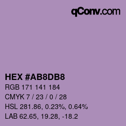 Color code: HEX #AB8DB8 | qconv.com