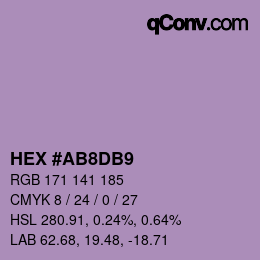 Color code: HEX #AB8DB9 | qconv.com