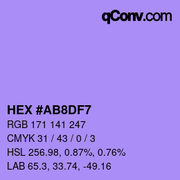 Color code: HEX #AB8DF7 | qconv.com