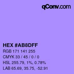 Color code: HEX #AB8DFF | qconv.com