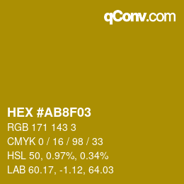 Color code: HEX #AB8F03 | qconv.com