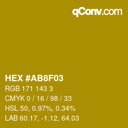 Color code: HEX #AB8F03 | qconv.com