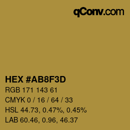 カラーコード: HEX #AB8F3D | qconv.com