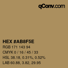 Farbcode: HEX #AB8F5E | qconv.com