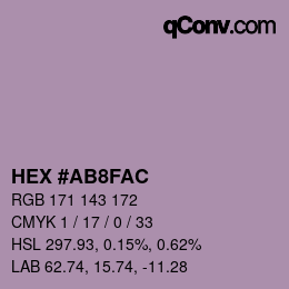 カラーコード: HEX #AB8FAC | qconv.com