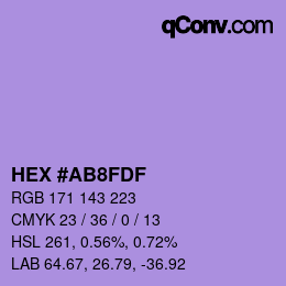 カラーコード: HEX #AB8FDF | qconv.com