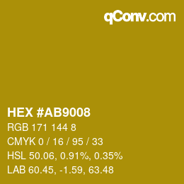 颜色代码: HEX #AB9008 | qconv.com