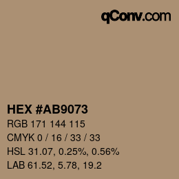 Color code: HEX #AB9073 | qconv.com