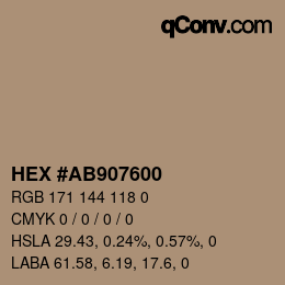 Color code: HEX #AB907600 | qconv.com