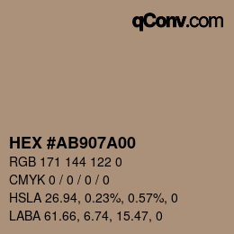 Color code: HEX #AB907A00 | qconv.com