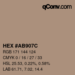 Color code: HEX #AB907C | qconv.com