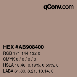 Color code: HEX #AB908400 | qconv.com